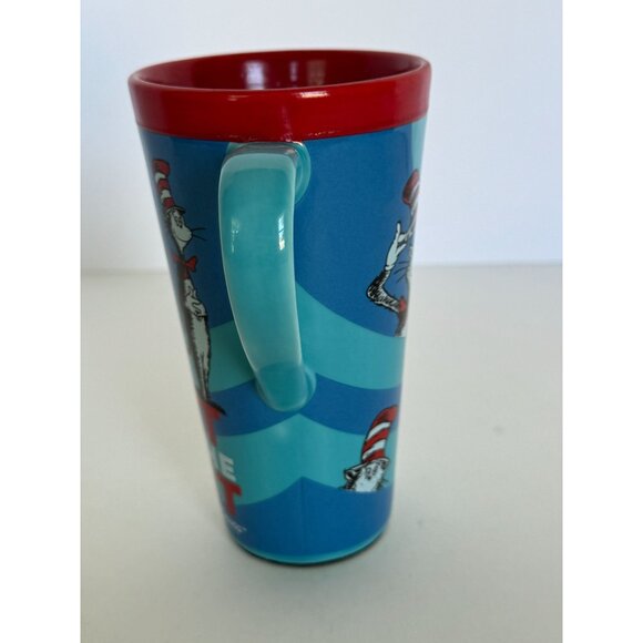 Dr Seuss The Cat In The Hat Travel Coffee Mug Handle Hot Drink Ceramic Lid Blue - Picture 2 of 12